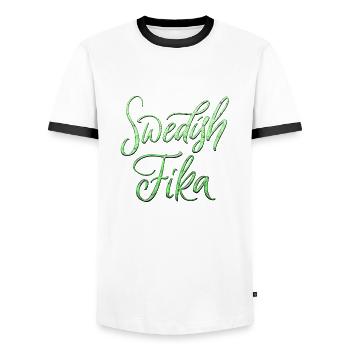 Sweden Sverige Viking Norden Scandinavia - Men's Ringer Shirt - white/black - Front - AI Model Female 172 light (172cm) & AI Model Male 178 dark (178cm)