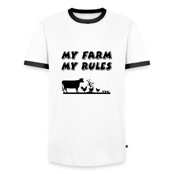 Ferme - T-shirt contrasté Homme - blanc/noir - Devant - AI Model Female 172 light (172cm) & AI Model Male 178 dark (178cm)