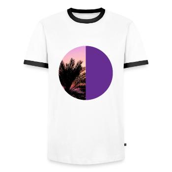T-Shirt Urlaub Strand Palmen Ferien Sommer Sonne - Männer Kontrast-T-Shirt - Weiß/Schwarz - Vorne - AI Model Female 172 light (172cm) & AI Model Male 178 dark (178cm)