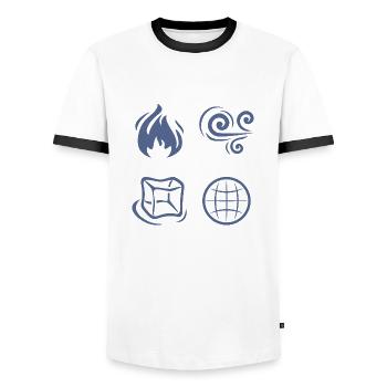 Vent, feu, terre et eau - T-shirt contrasté Homme - blanc/noir - Devant - AI Model Female 172 light (172cm) & AI Model Male 178 dark (178cm)