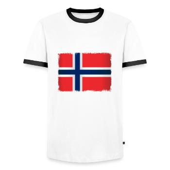Grunge Flagge von Norwegen - Männer Kontrast-T-Shirt - Weiß/Schwarz - Vorne - AI Model Female 172 light (172cm) & AI Model Male 178 dark (178cm)