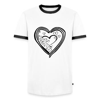 Symbole de coeur Amour Mignons Cœurs Rose Dessin Vecteur - T-shirt contrasté Homme - blanc/noir - Devant - AI Model Female 172 light (172cm) & AI Model Male 178 dark (178cm)