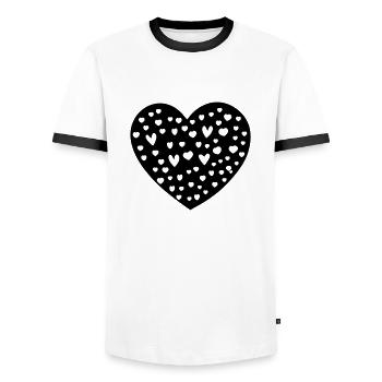 Symbole de coeur Amour Mignons Cœurs Rose Dessin Vecteur - T-shirt contrasté Homme - blanc/noir - Devant - AI Model Female 172 light (172cm) & AI Model Male 178 dark (178cm)