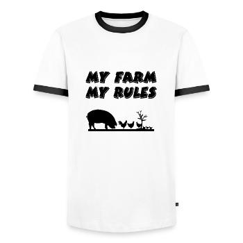 Ferme - T-shirt contrasté Homme - blanc/noir - Devant - AI Model Female 172 light (172cm) & AI Model Male 178 dark (178cm)