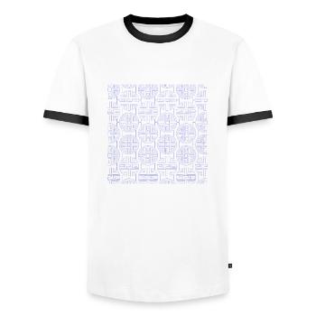 Modèle chinois - T-shirt contrasté Homme - blanc/noir - Devant - AI Model Female 172 light (172cm) & AI Model Male 178 dark (178cm)