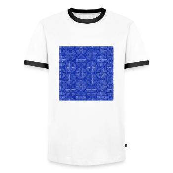 Modèle chinois - T-shirt contrasté Homme - blanc/noir - Devant - AI Model Female 172 light (172cm) & AI Model Male 178 dark (178cm)