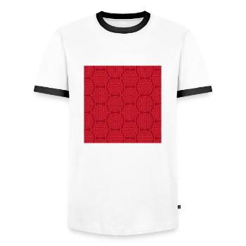 Chinese pattern - Men's Ringer Shirt - white/black - Front - AI Model Female 172 light (172cm) & AI Model Male 178 dark (178cm)