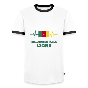 The Indomitable lions - Men's Ringer Shirt - white/black - Front - AI Model Female 172 light (172cm) & AI Model Male 178 dark (178cm)