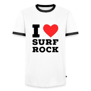 Ich liebe Surf Rock - Männer Kontrast-T-Shirt - Weiß/Schwarz - Vorne - AI Model Female 172 light (172cm) & AI Model Male 178 dark (178cm)