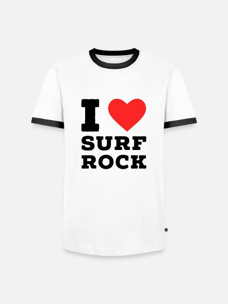 I love surf rock - Men's Ringer Shirt - white/black
