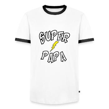 Super Dad - Men's Ringer Shirt - white/black - Front - AI Model Female 172 light (172cm) & AI Model Male 178 dark (178cm)