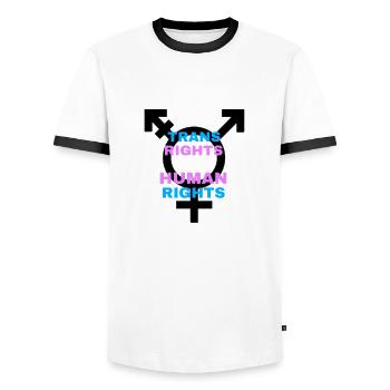 Trans Rights Are Human Rights - Männer Kontrast-T-Shirt - Weiß/Schwarz - Vorne - AI Model Female 172 light (172cm) & AI Model Male 178 dark (178cm)