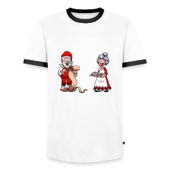 Santa Claus And Mrs. Claus - Men's Ringer Shirt - white/black - Front - AI Model Female 172 light (172cm) & AI Model Male 178 dark (178cm)