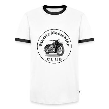 Logo classic motobike club for all bikers - Men's Ringer Shirt - white/black - Front - AI Model Female 172 light (172cm) & AI Model Male 178 dark (178cm)