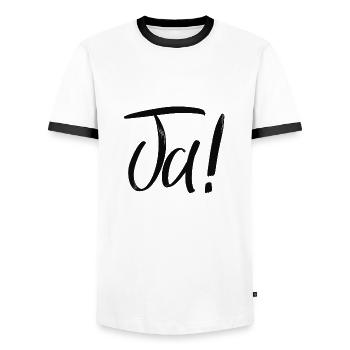 Ja! - Männer Kontrast-T-Shirt - Weiß/Schwarz - Vorne - AI Model Female 172 light (172cm) & AI Model Male 178 dark (178cm)