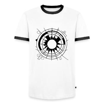 Sun Moon Mosaic Astrology Symbol Vector 4 - Men's Ringer Shirt - white/black - Front - AI Model Female 172 light (172cm) & AI Model Male 178 dark (178cm)