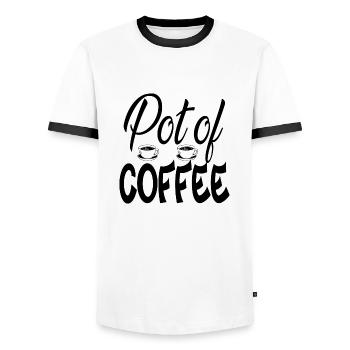 Pot of Coffee - Männer Kontrast-T-Shirt - Weiß/Schwarz - Vorne - AI Model Female 172 light (172cm) & AI Model Male 178 dark (178cm)