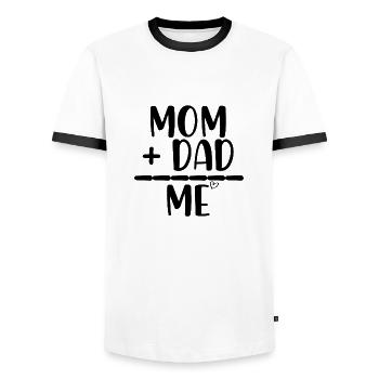 Maman Papa moi - T-shirt contrasté Homme - blanc/noir - Devant - AI Model Female 172 light (172cm) & AI Model Male 178 dark (178cm)
