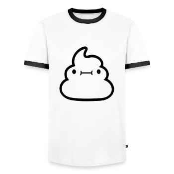 Face Kawaii shit pile - Men's Ringer Shirt - white/black - Front - AI Model Female 172 light (172cm) & AI Model Male 178 dark (178cm)