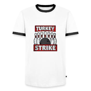 Türkei Streik - Männer Kontrast-T-Shirt - Weiß/Schwarz - Vorne - AI Model Female 172 light (172cm) & AI Model Male 178 dark (178cm)
