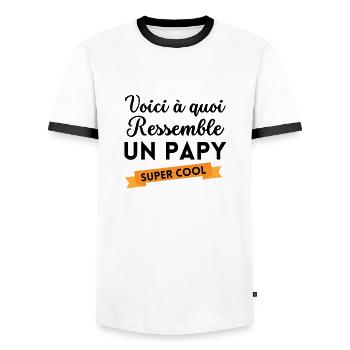 Voici à quoi un papy super cool-cadeau grand-père - T-shirt contrasté Homme - blanc/noir - Devant - AI Model Female 172 light (172cm) & AI Model Male 178 dark (178cm)