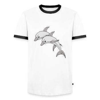 Delphine - Männer Kontrast-T-Shirt - Weiß/Schwarz - Vorne - AI Model Female 172 light (172cm) & AI Model Male 178 dark (178cm)