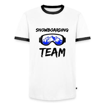 Équipe de snowboard - T-shirt contrasté Homme - blanc/noir - Devant - AI Model Female 172 light (172cm) & AI Model Male 178 dark (178cm)