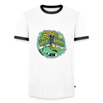 Sun, beach and axolotl - Men's Ringer Shirt - white/black - Front - AI Model Female 172 light (172cm) & AI Model Male 178 dark (178cm)