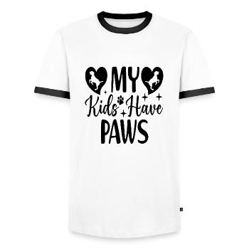My Kids Have Paws - Männer Kontrast-T-Shirt - Weiß/Schwarz - Vorne - AI Model Female 172 light (172cm) & AI Model Male 178 dark (178cm)