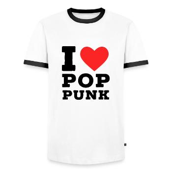 I love pop punk - Men's Ringer Shirt - white/black - Front - AI Model Female 172 light (172cm) & AI Model Male 178 dark (178cm)