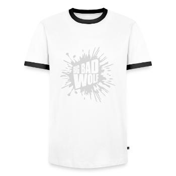 Citation du Grand Méchant Loup - T-shirt contrasté Homme - blanc/noir - Devant - AI Model Female 172 light (172cm) & AI Model Male 178 dark (178cm)