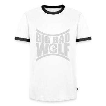 big bad wolf quote - Men's Ringer Shirt - white/black - Front - AI Model Female 172 light (172cm) & AI Model Male 178 dark (178cm)