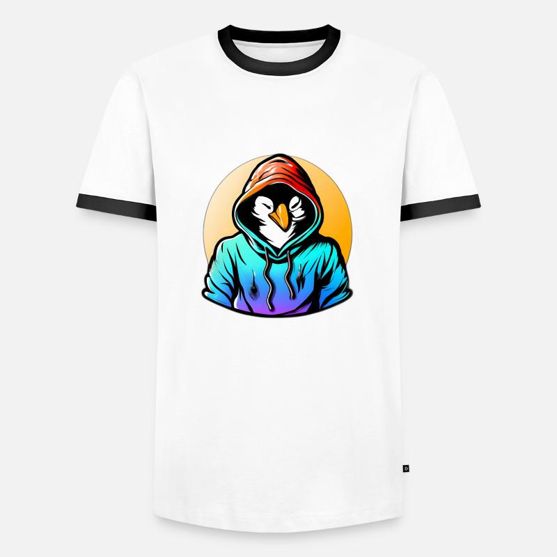 Pingouin avec pull - T-shirt contrasté Homme - blanc/noir