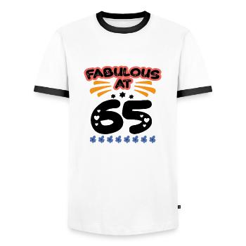 Fabulous At 65 - Männer Kontrast-T-Shirt - Weiß/Schwarz - Vorne - AI Model Female 172 light (172cm) & AI Model Male 178 dark (178cm)