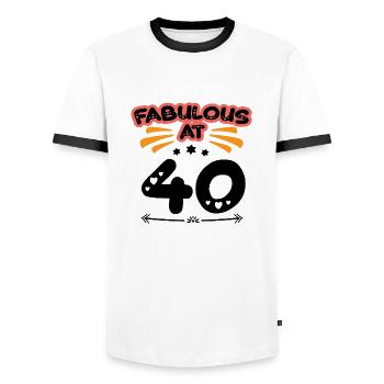 Fabulous At 40 - Männer Kontrast-T-Shirt - Weiß/Schwarz - Vorne - AI Model Female 172 light (172cm) & AI Model Male 178 dark (178cm)