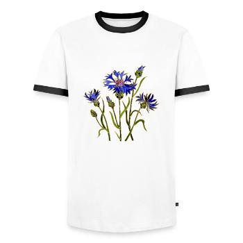 Flowers - Men's Ringer Shirt - white/black - Front - AI Model Female 172 light (172cm) & AI Model Male 178 dark (178cm)