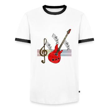 Gitarre - Männer Kontrast-T-Shirt - Weiß/Schwarz - Vorne - AI Model Female 172 light (172cm) & AI Model Male 178 dark (178cm)