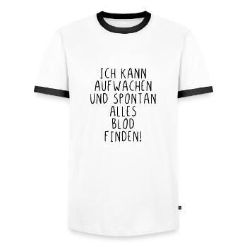 Ich kann aufwachen und spontan alles blöd finden - Männer Kontrast-T-Shirt - Weiß/Schwarz - Vorne - AI Model Female 172 light (172cm) & AI Model Male 178 dark (178cm)