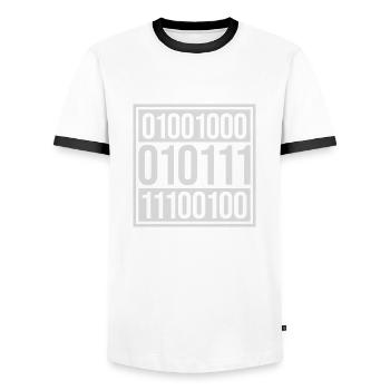 Langage de programme de code binaire - T-shirt contrasté Homme - blanc/noir - Devant - AI Model Female 172 light (172cm) & AI Model Male 178 dark (178cm)