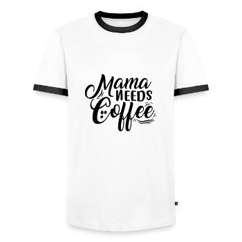 Mama needs Coffee - Männer Kontrast-T-Shirt - Weiß/Schwarz - Vorne - AI Model Female 172 light (172cm) & AI Model Male 178 dark (178cm)
