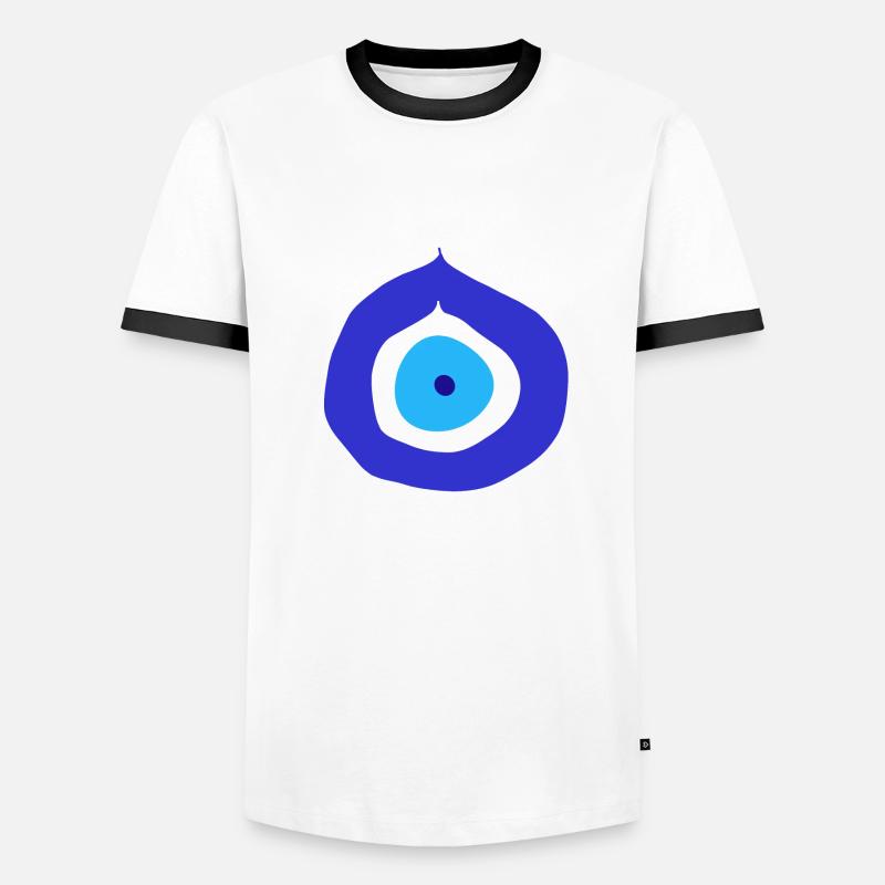Nazar Protective Design - Evil Eye - Koszulka męska z kontrastowymi wstawkami - biały/czarny