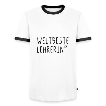 Weltbeste Lehrerin - Männer Kontrast-T-Shirt - Weiß/Schwarz - Vorne - AI Model Female 172 light (172cm) & AI Model Male 178 dark (178cm)