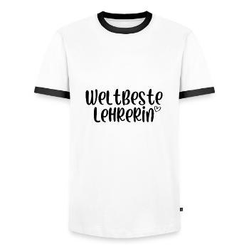 Weltbeste Lehrerin - Männer Kontrast-T-Shirt - Weiß/Schwarz - Vorne - AI Model Female 172 light (172cm) & AI Model Male 178 dark (178cm)