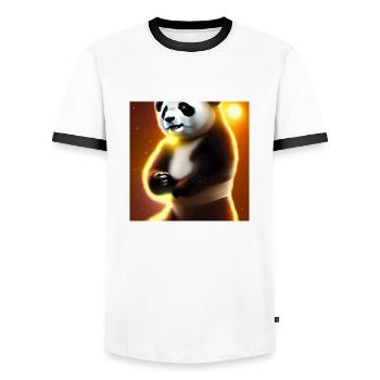 Un panda pour tous les cœurs - T-shirt contrasté Homme - blanc/noir - Devant - AI Model Female 172 light (172cm) & AI Model Male 178 dark (178cm)