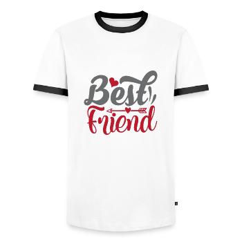 Best Friend - Men's Ringer Shirt - white/black - Front - AI Model Female 172 light (172cm) & AI Model Male 178 dark (178cm)