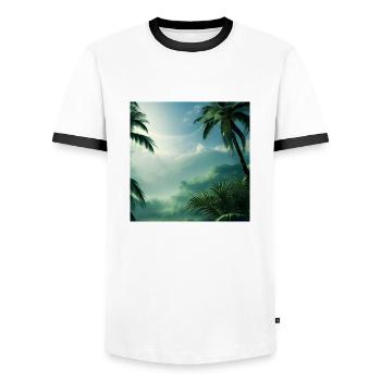 Palmier vacances nature - T-shirt contrasté Homme - blanc/noir - Devant - AI Model Female 172 light (172cm) & AI Model Male 178 dark (178cm)