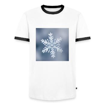 Winter-Schneeflocken-Porträt - Männer Kontrast-T-Shirt - Weiß/Schwarz - Vorne - AI Model Female 172 light (172cm) & AI Model Male 178 dark (178cm)