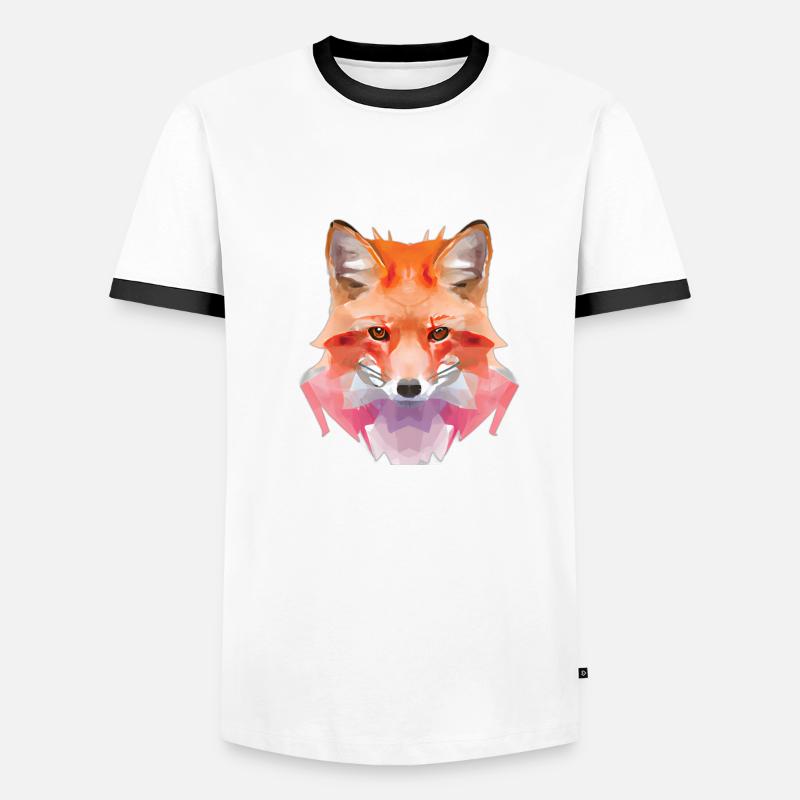 Abstract Polygon Fox - Men's Ringer Shirt - white/black