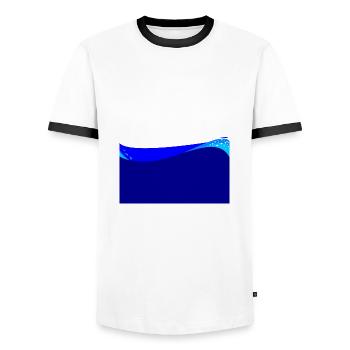 Fond vague bleu foncé - T-shirt contrasté Homme - blanc/noir - Devant - AI Model Female 172 light (172cm) & AI Model Male 178 dark (178cm)
