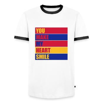 make my heart smile - Männer Kontrast-T-Shirt - Weiß/Schwarz - Vorne - AI Model Female 172 light (172cm) & AI Model Male 178 dark (178cm)